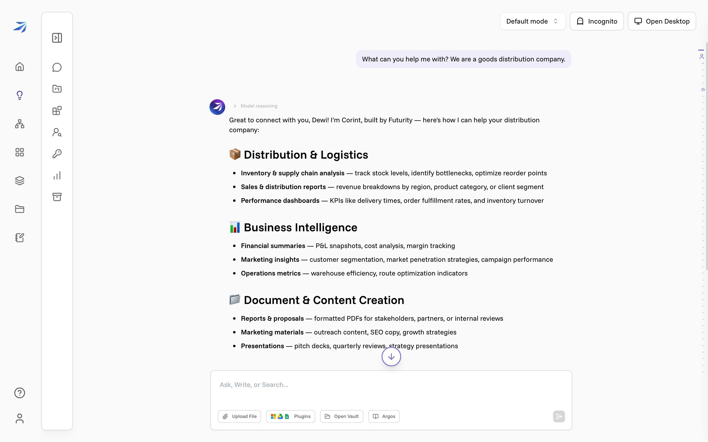 Corint answering the first question with a list of things it can help a distribution company with